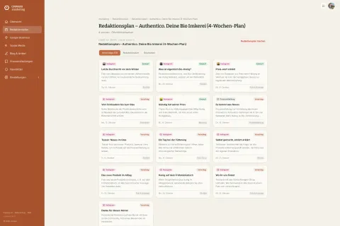 Redaktionskalender mit praktischer Übersicht.