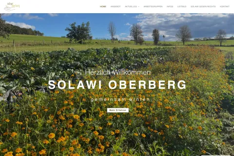 Screenshot der Startseite von solawi-oberberg.de