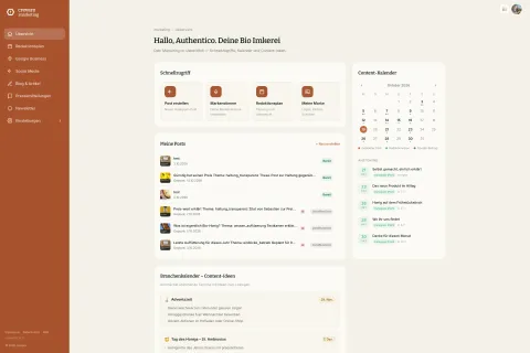 Dashboard von crevaro:marketing.