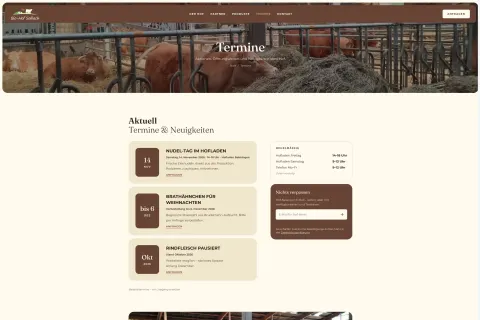 Screenshot der Terminseite