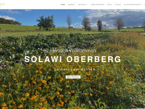 Screenshot der Startseite von solawi-oberberg.de