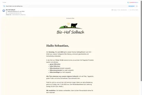 Screenshot einer Newsletterausgabe